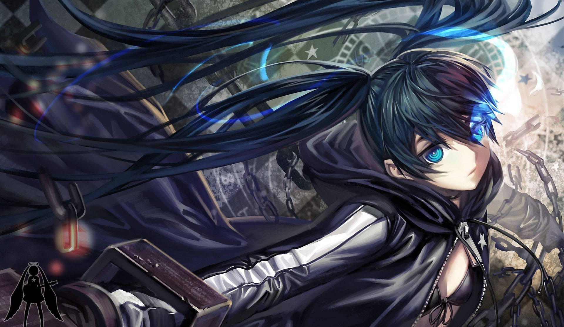 Caption: Awesome, Vibrant Profile Picture Of Black Rock Shooter Wallpaper