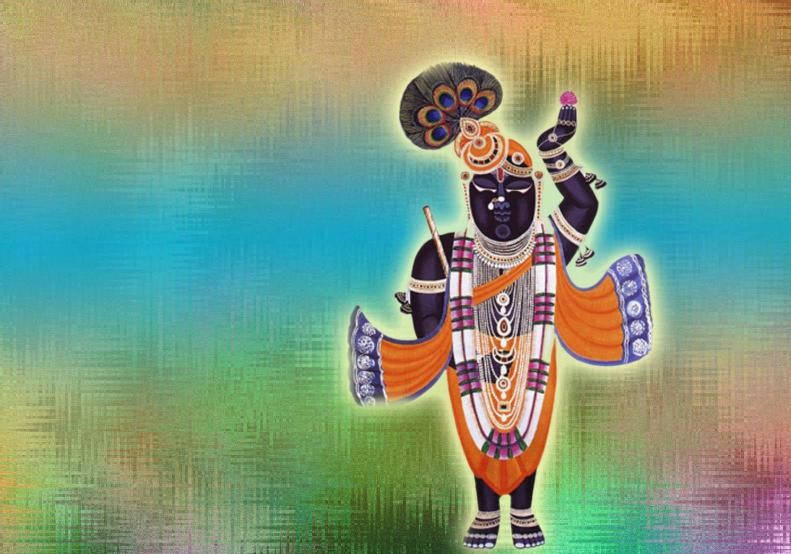 Caption: Divine Grace - Shrinathji With Mor Pankh Wallpaper