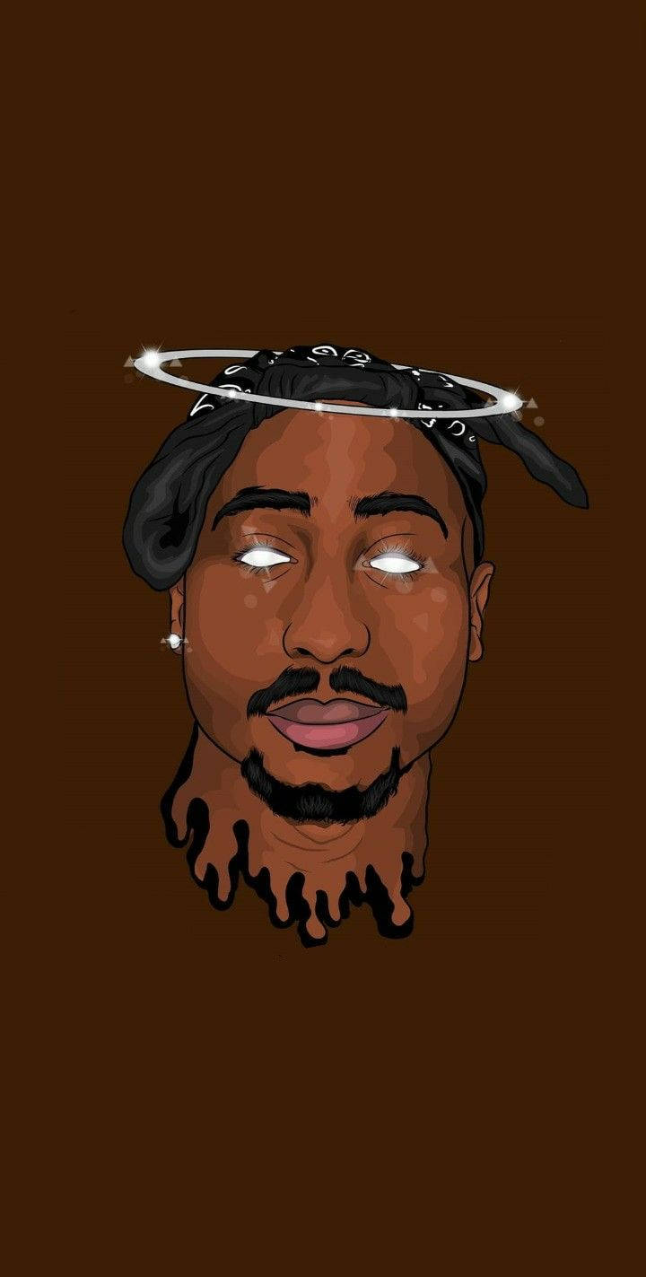 Caption: Legendary Rap Icon Tupac Amaru Shakur Street Art Portrait Wallpaper