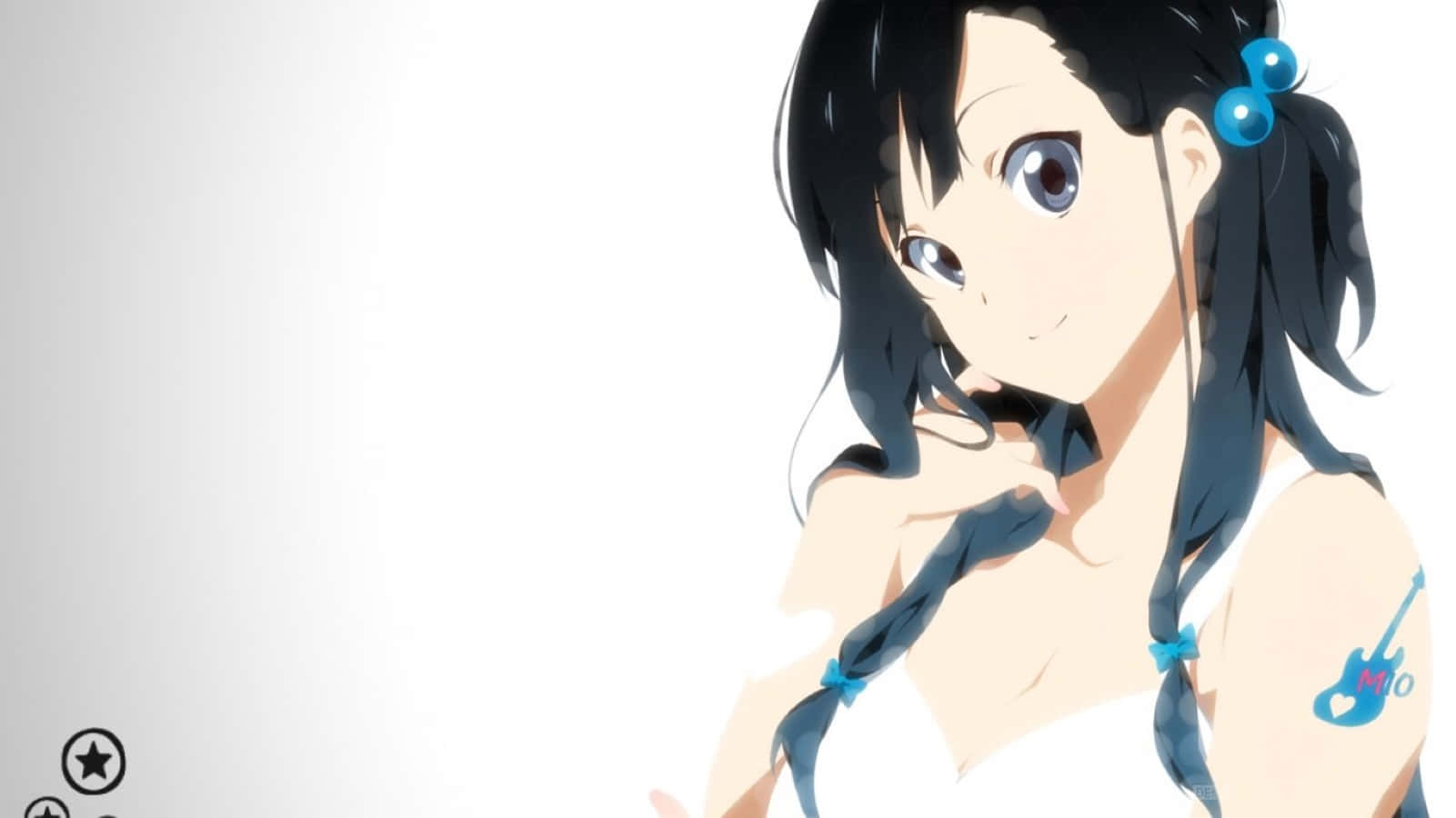 Caption: Mio Akiyama Glowing Under Spotlight Wallpaper