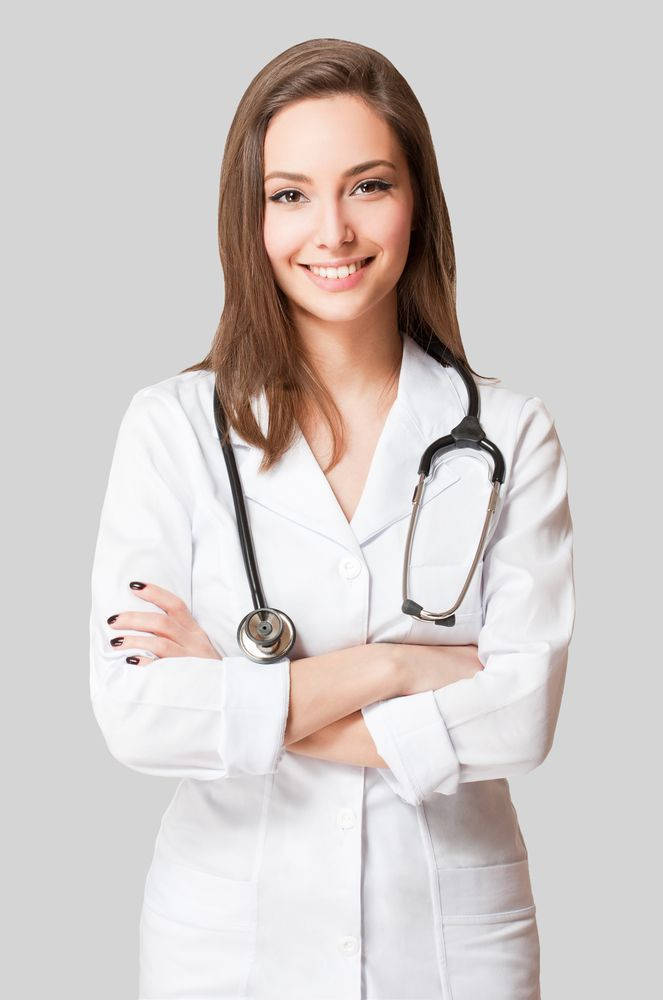 Caption: Professional Female Physician At Work Wallpaper