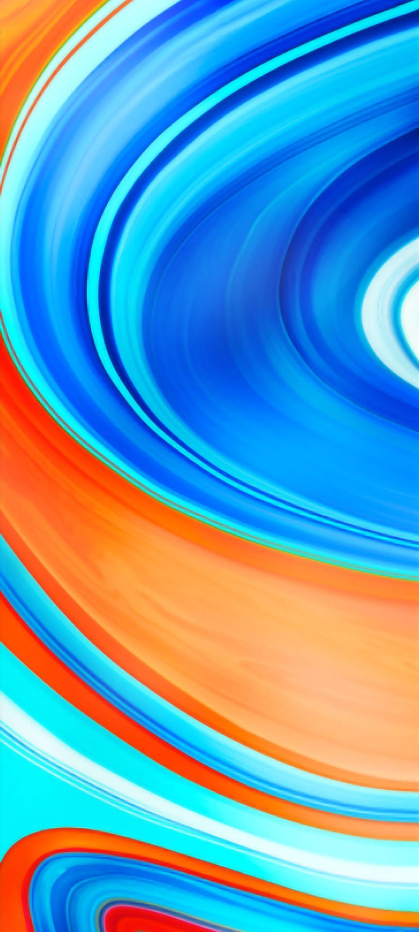 Caption: Stunning Display Of Redmi 9 In Blue & Orange Swirl Design Wallpaper