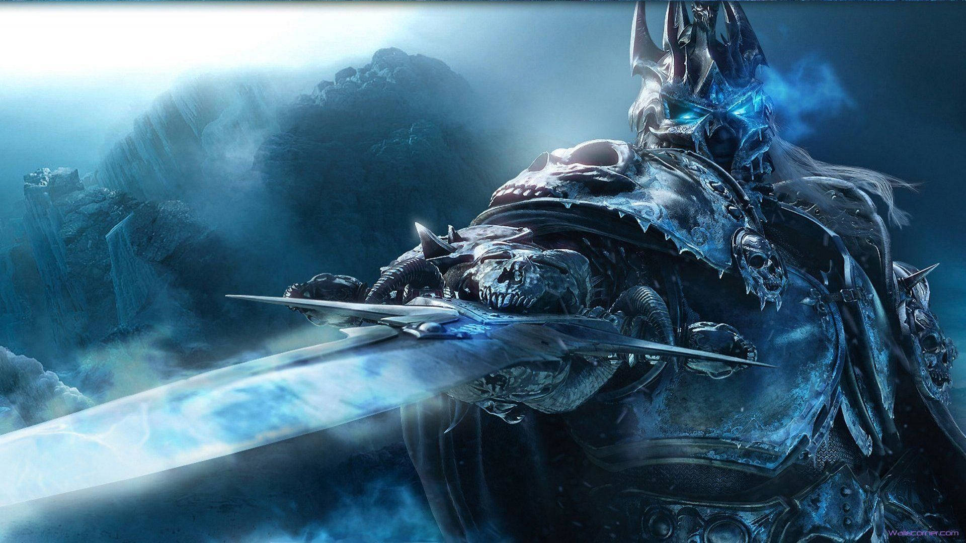 Caption: The Powerful Lich King, Ruler Of The Frozen Throne Wallpaper