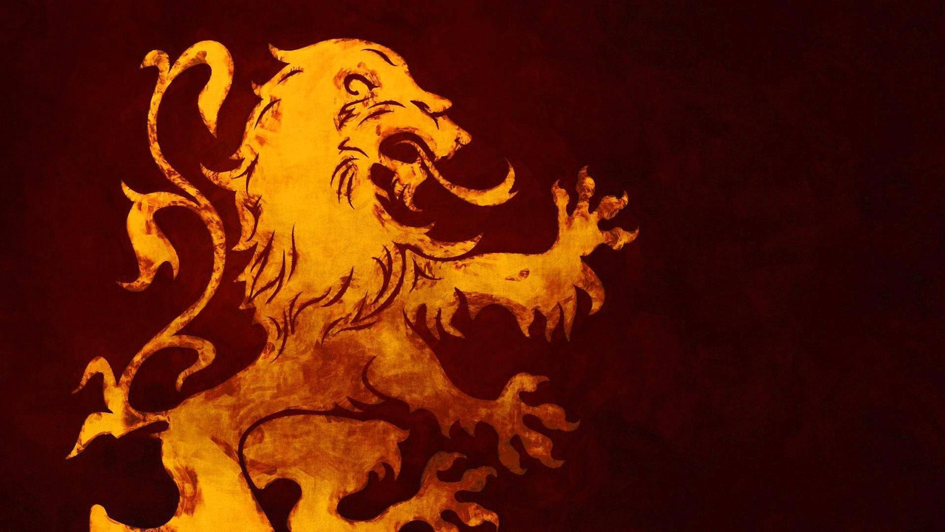 Captivating Ancient Fire Lion Artwork Wallpaper