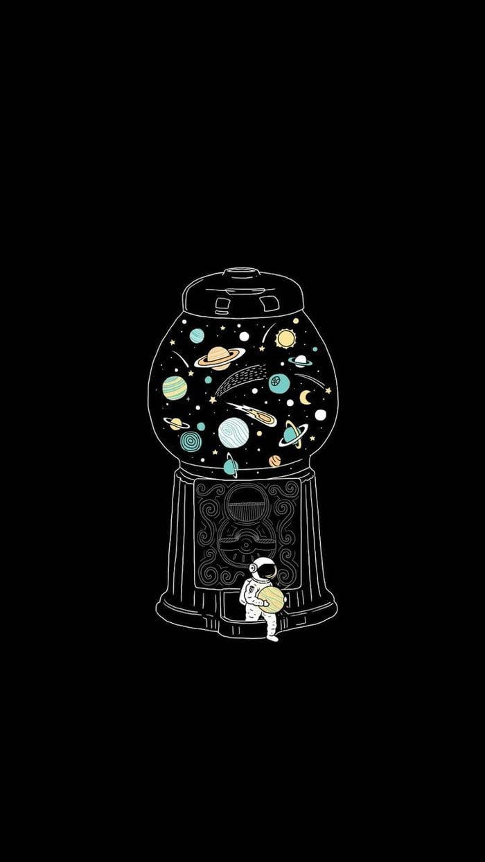 Cartoon Astronaut And A Gumball Machine Wallpaper