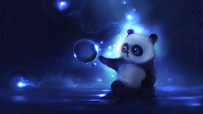 Cartoon Beautiful Panda Touching Bubble Wallpaper