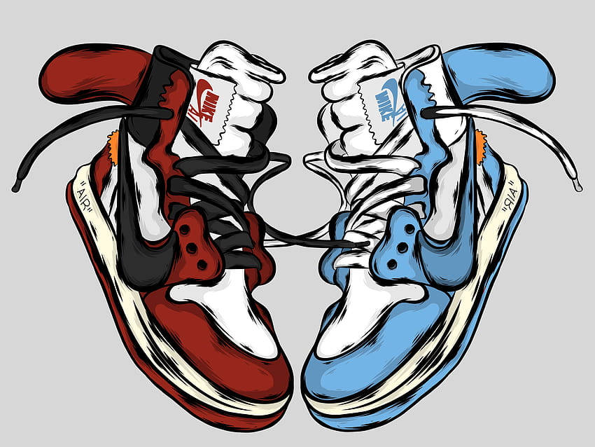 Cartoon Jordan Shoes Chicago And Unc Wallpaper