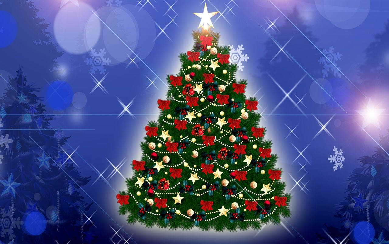 Celebrate Christmas With A Sparkling Tree! Wallpaper