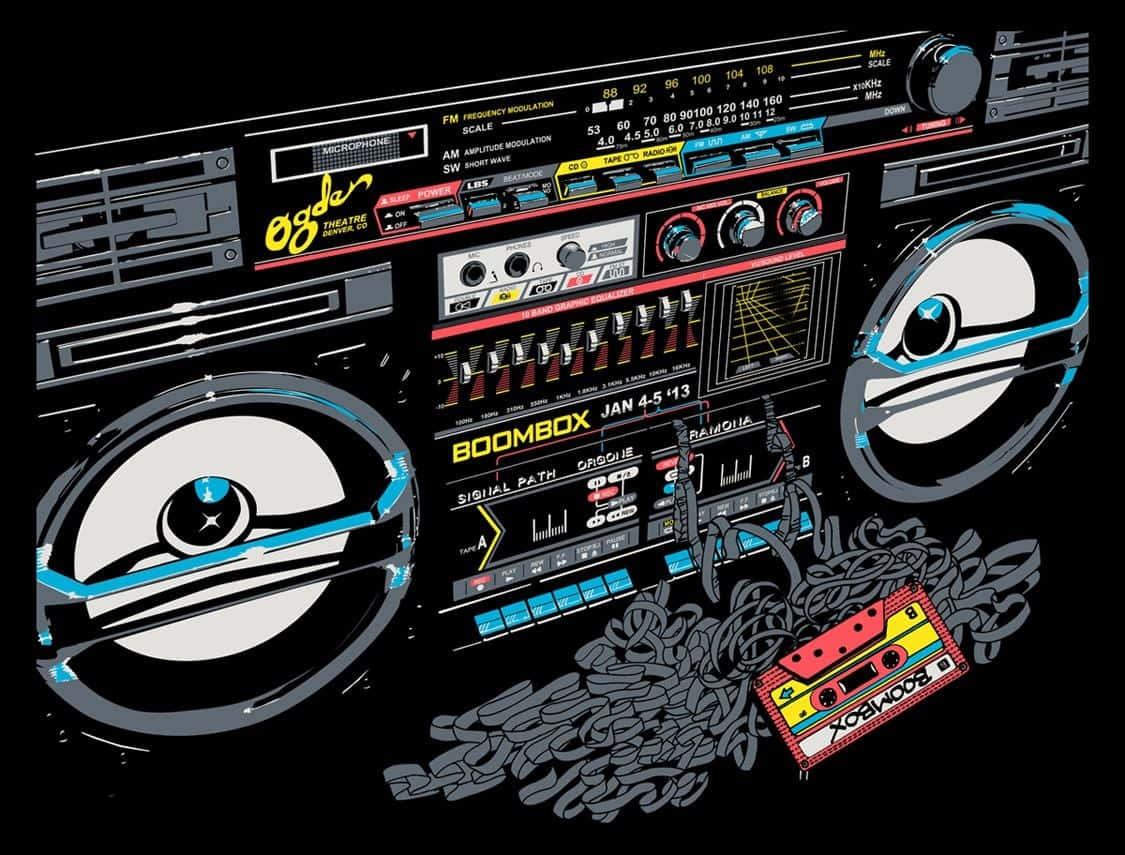 Charming Vintage Boombox Retro Art Wallpaper