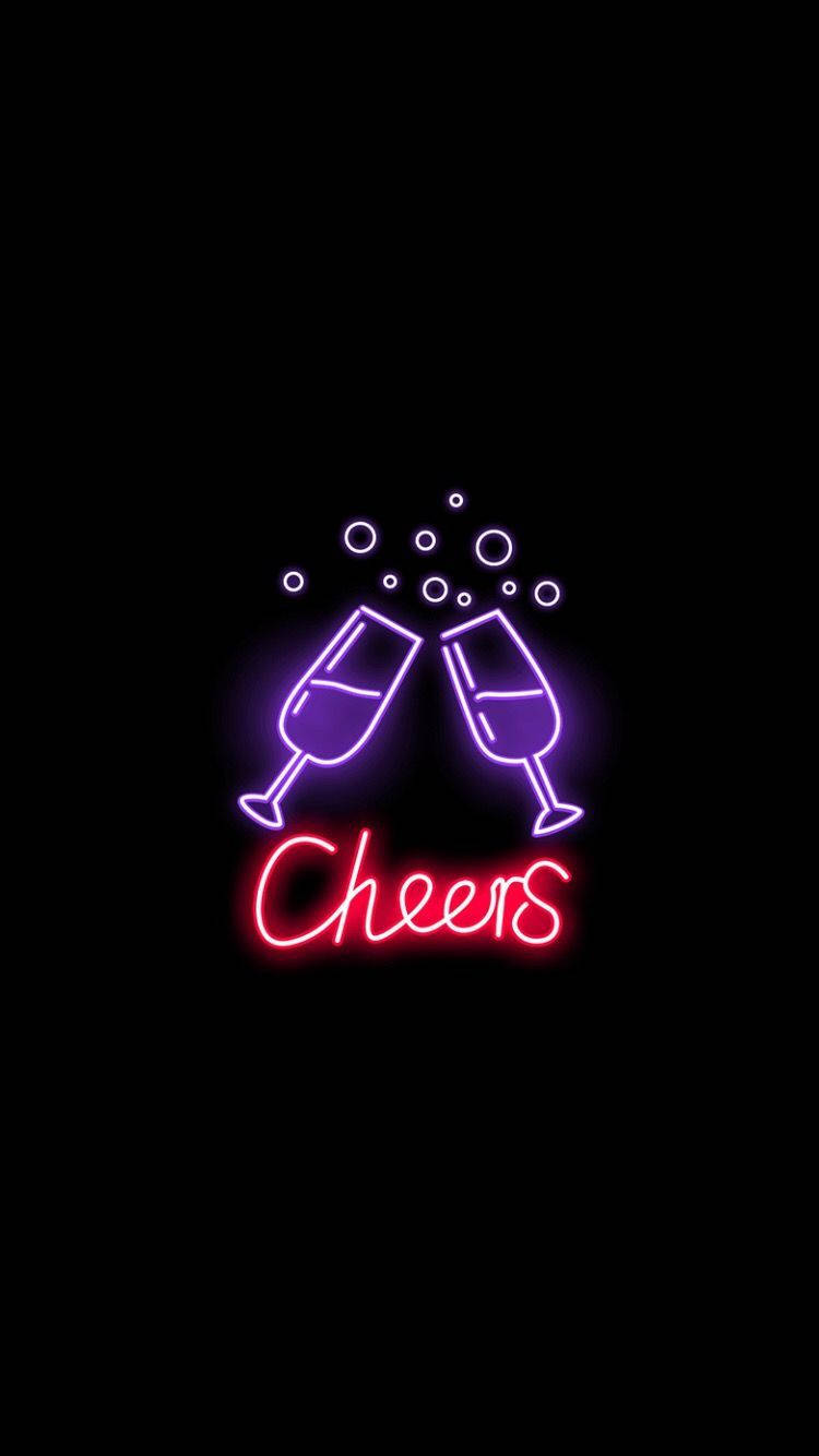 Cheers Black Neon Aesthetic Wallpaper