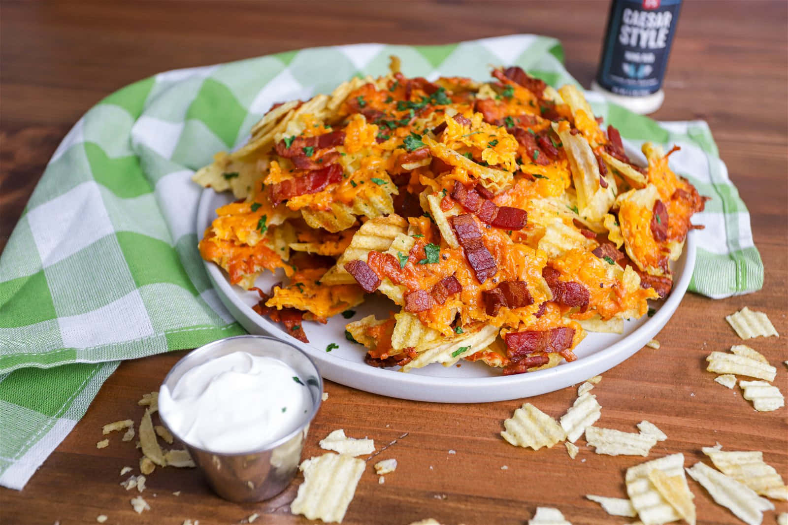 Cheesy Bacon Potato Chips Platter Wallpaper