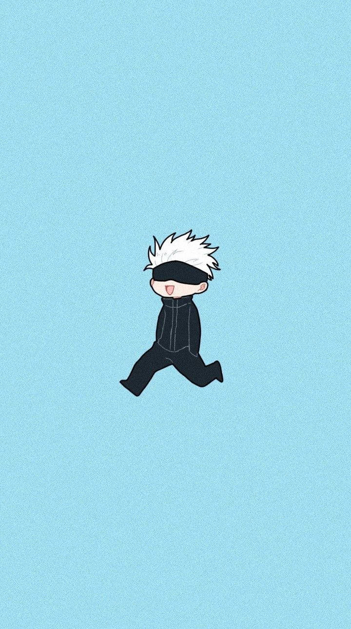 Chibi Gojo Walking Jujutsu Kaisen Iphone Wallpaper