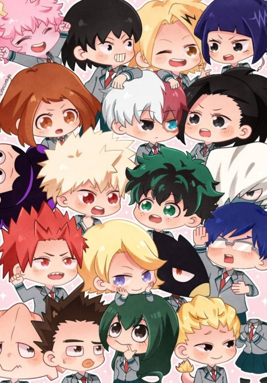 Chibi My Hero Academia Characters Phone Wallpaper