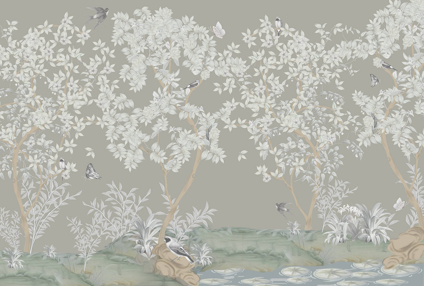 Chinoiserie Faint Colors Wallpaper