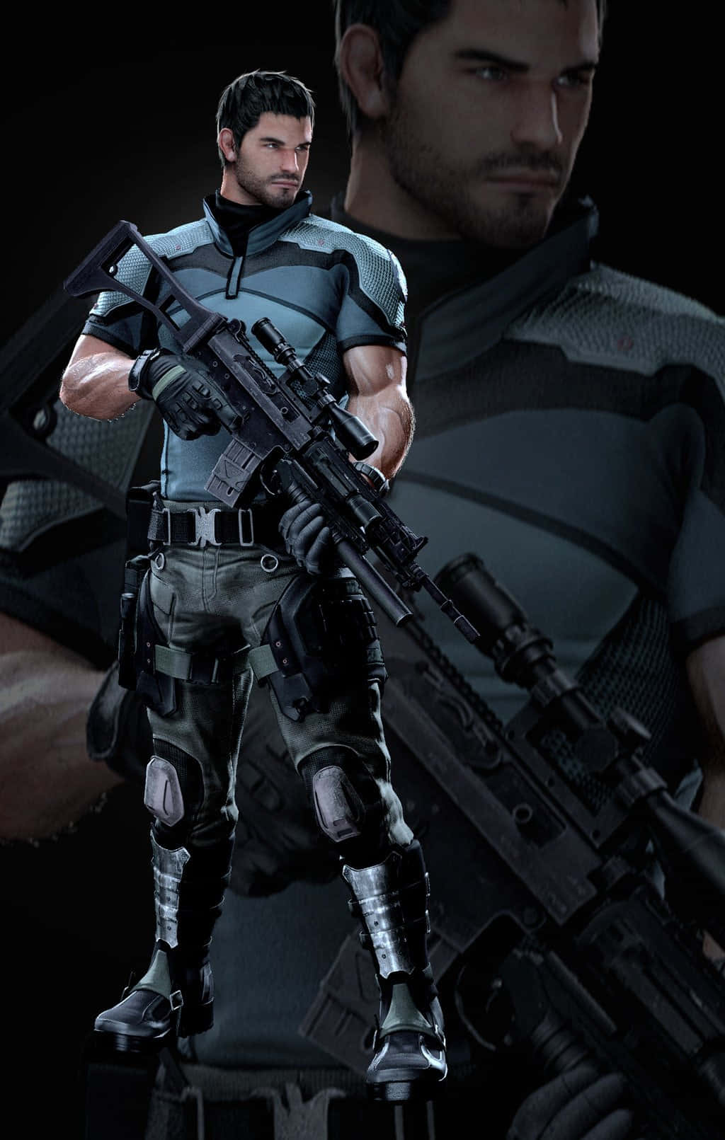 Chris Redfield Poised For Combat Wallpaper