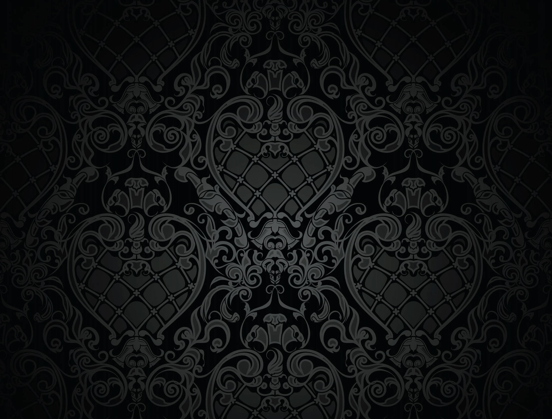 Classic Black Victorian Floral Wallpaper