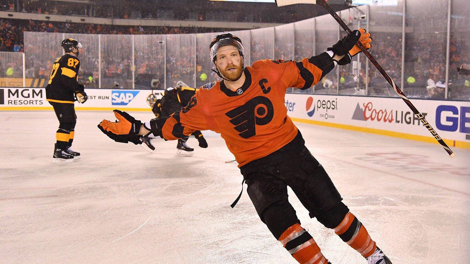 Claude Giroux Open Arms National Hockey League Wallpaper