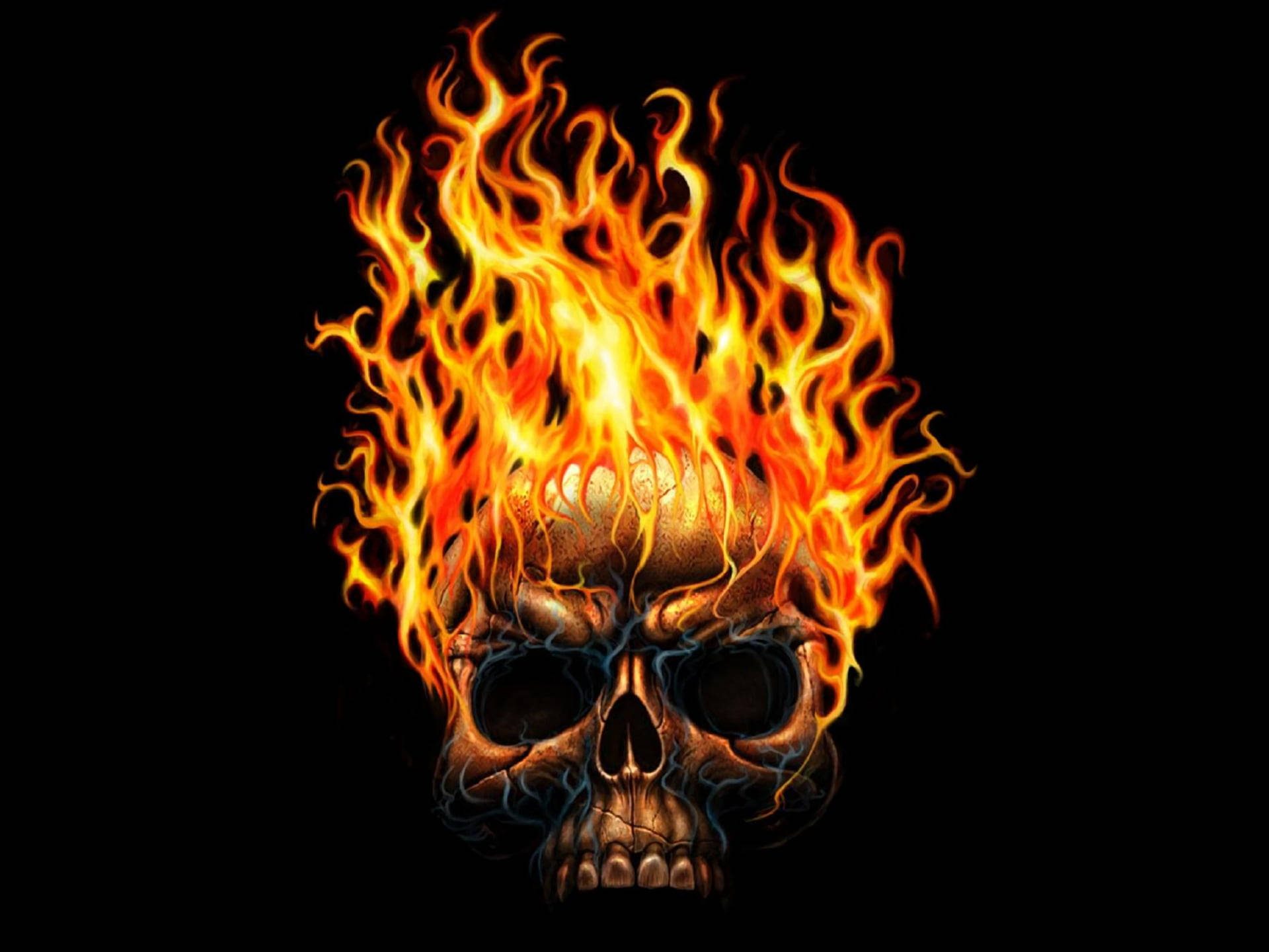 Close-up Flaming Skull Dark Devil Wallpaper