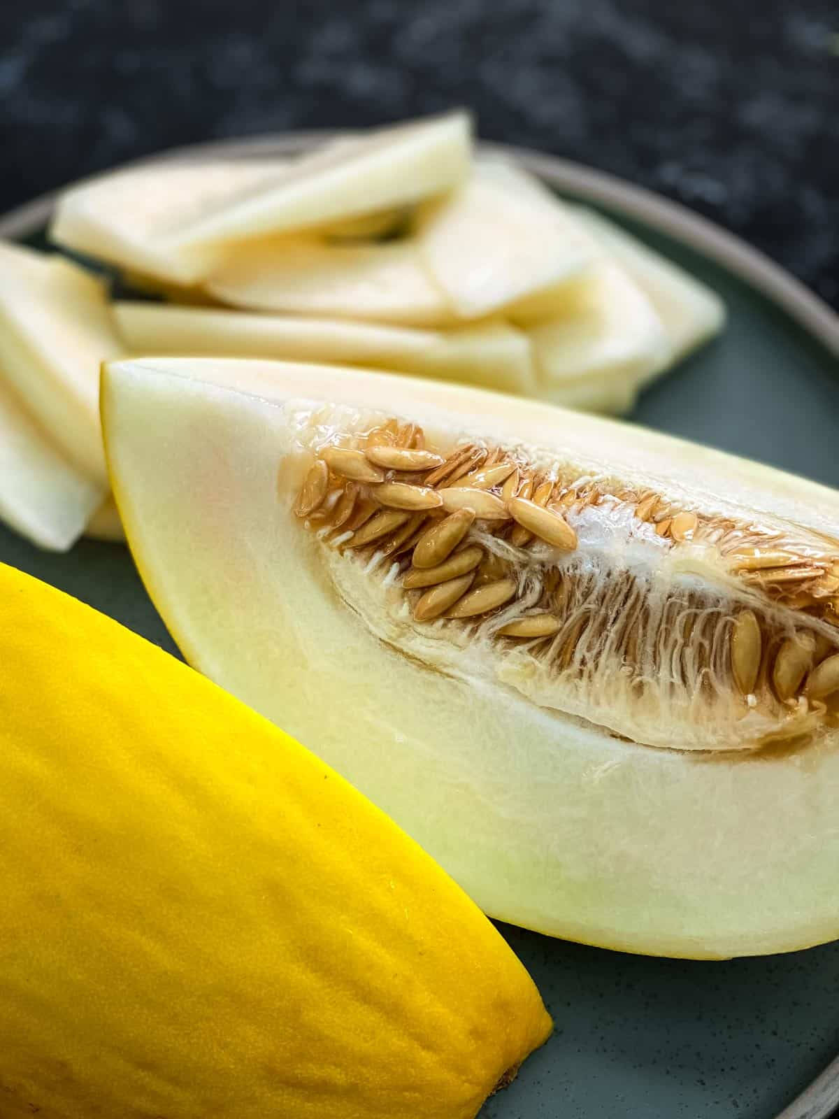 Close Up Of Cut Canary Melon Wallpaper