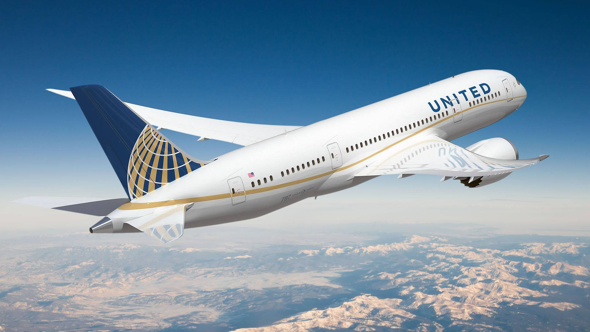 Close Up Shot Of Flying United Plane Wallpaper