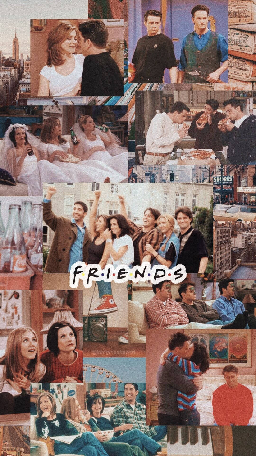 Collage Of Scenes From Friends Phone Wallpaper