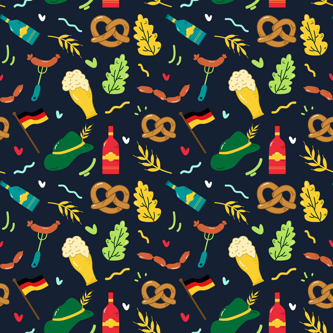 Colorful Oktoberfest Pattern Wallpaper