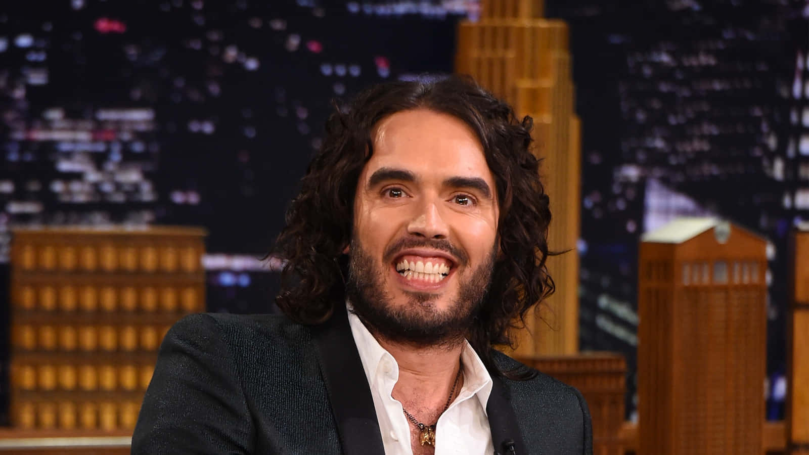 Comedian Russell Brand Appearing On The Tonight Show. Wallpaper