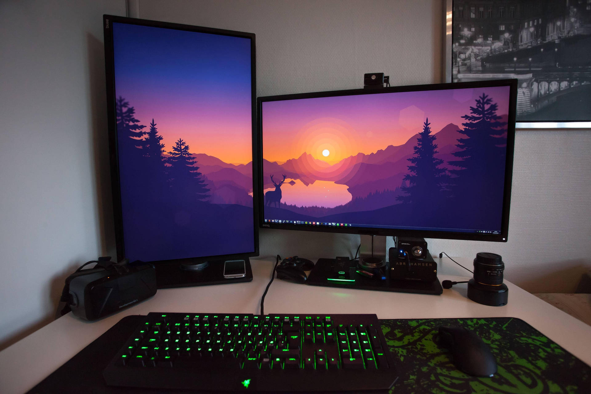 Computer Desk Inside A Room Wallpaper