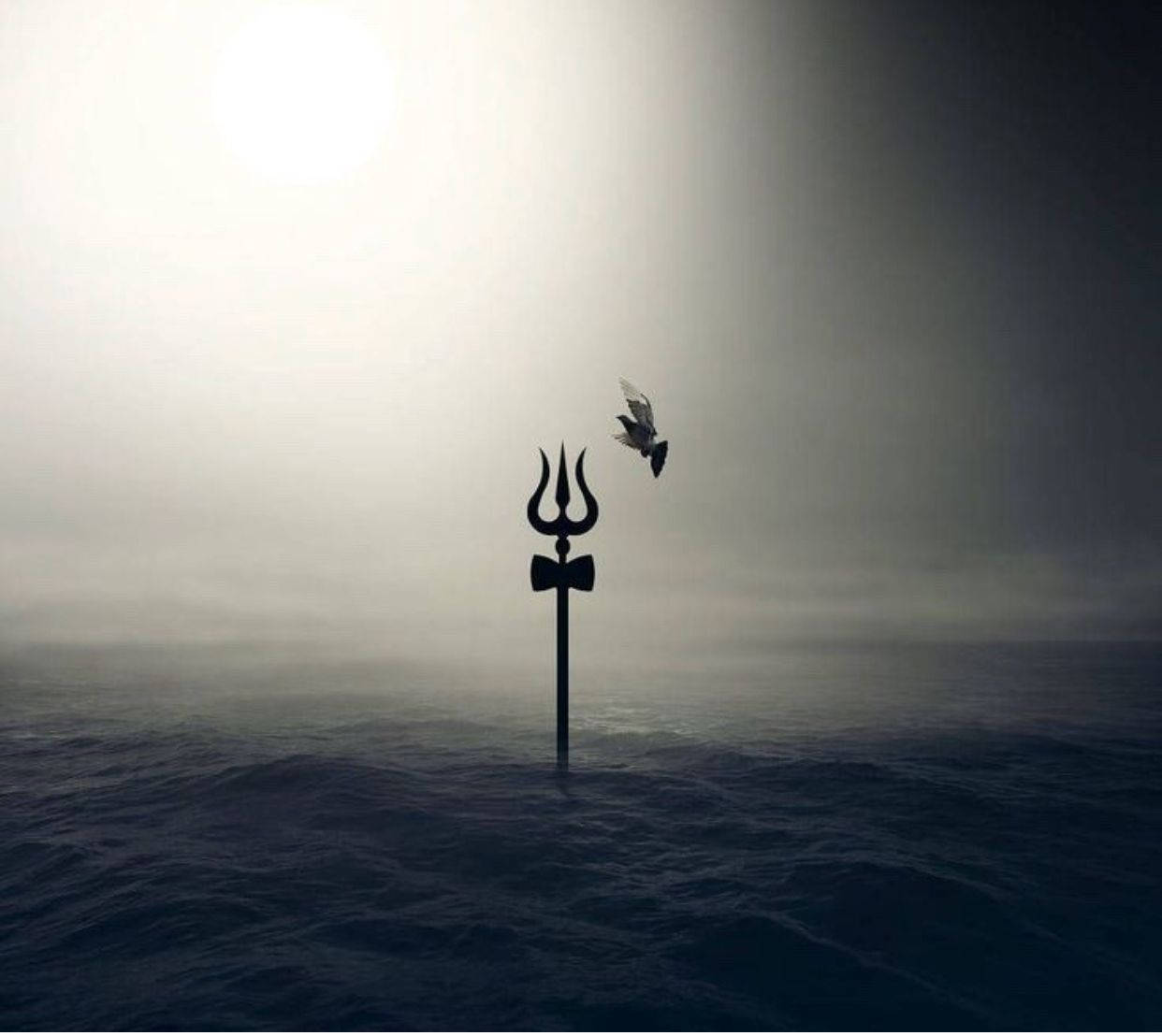 Contemplative Trishul Silhouette Wallpaper