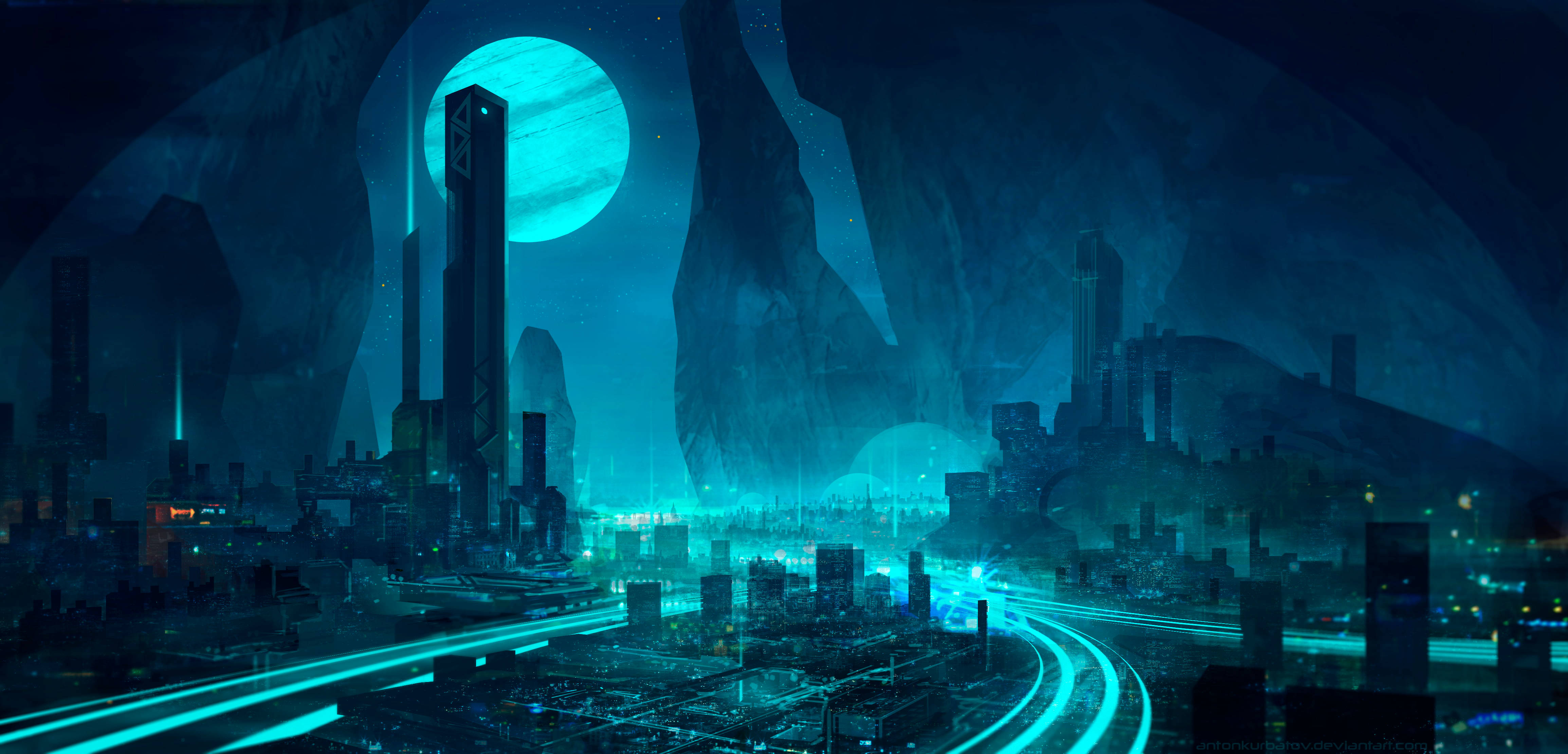 Cool Futuristic City Tablet Wallpaper