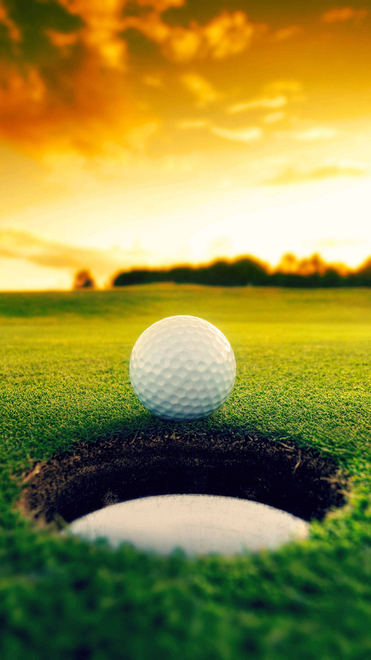 Cool Golf Ball Beside The Goal Wallpaper