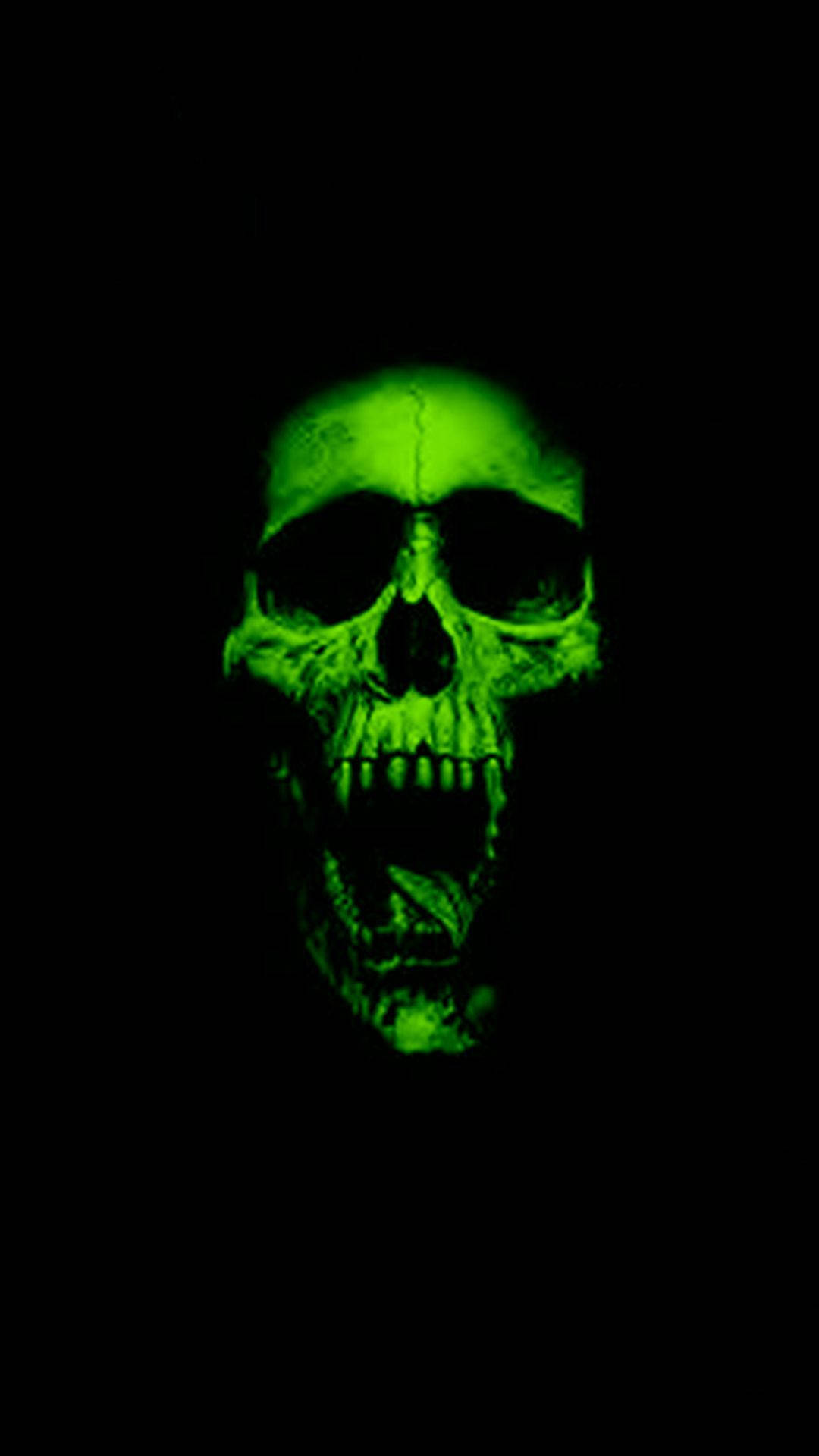 Cool Green Scary Skull Wallpaper