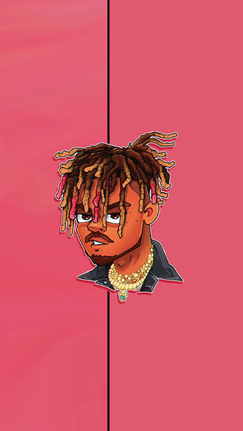 Cool Juice Wrld Art Pink Background Wallpaper