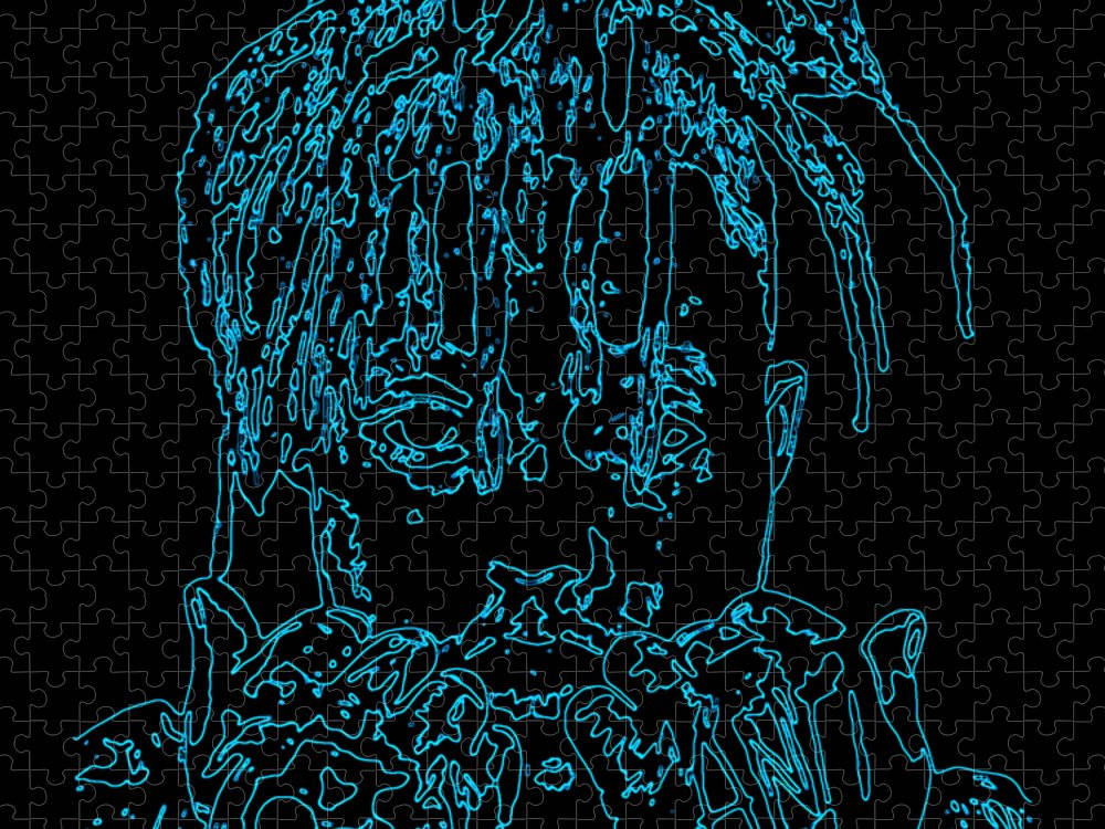 Cool Juice Wrld Blue Puzzle Wallpaper