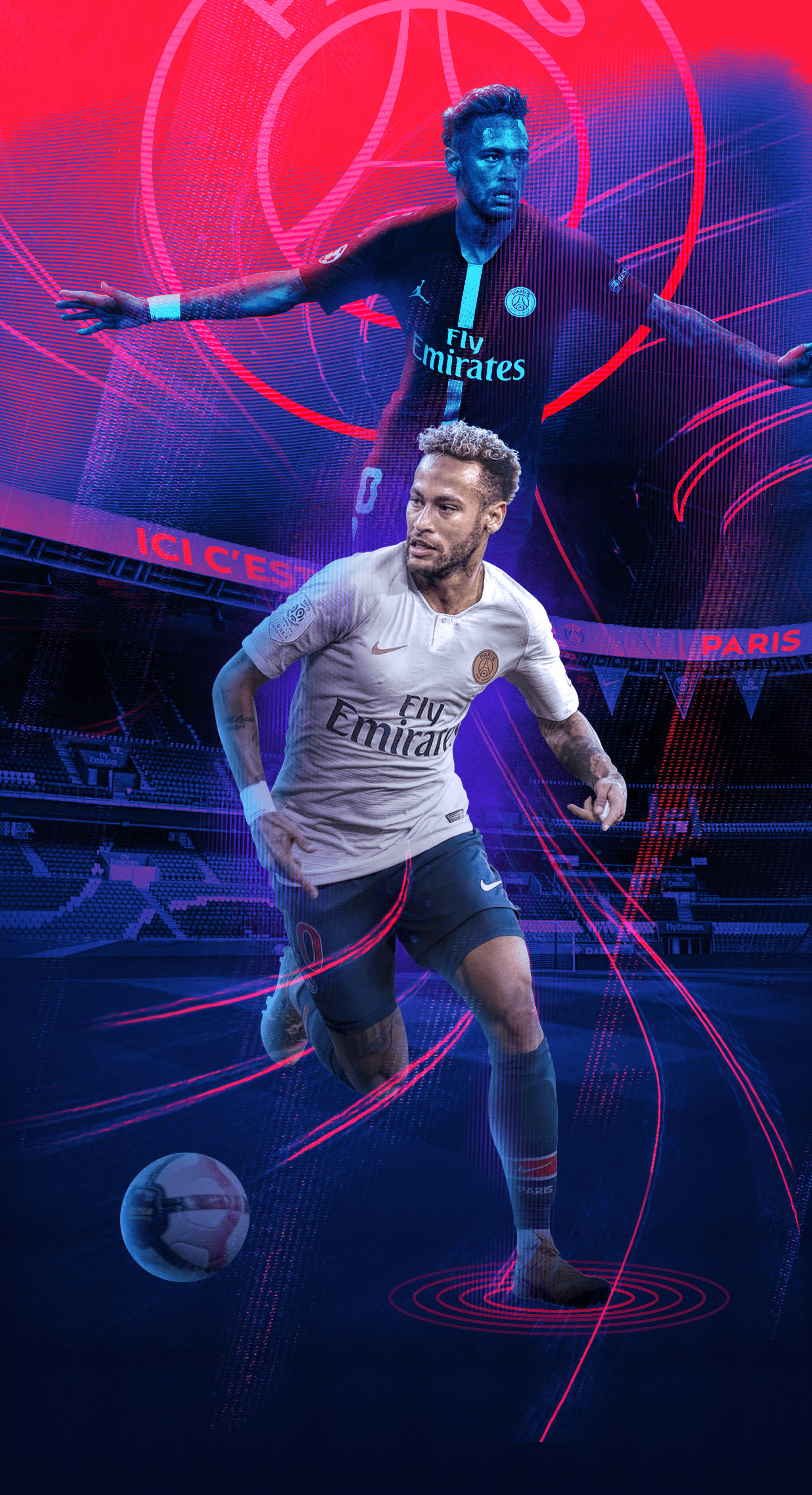 Cool Neymar Jr Red And Purple Wallpaper