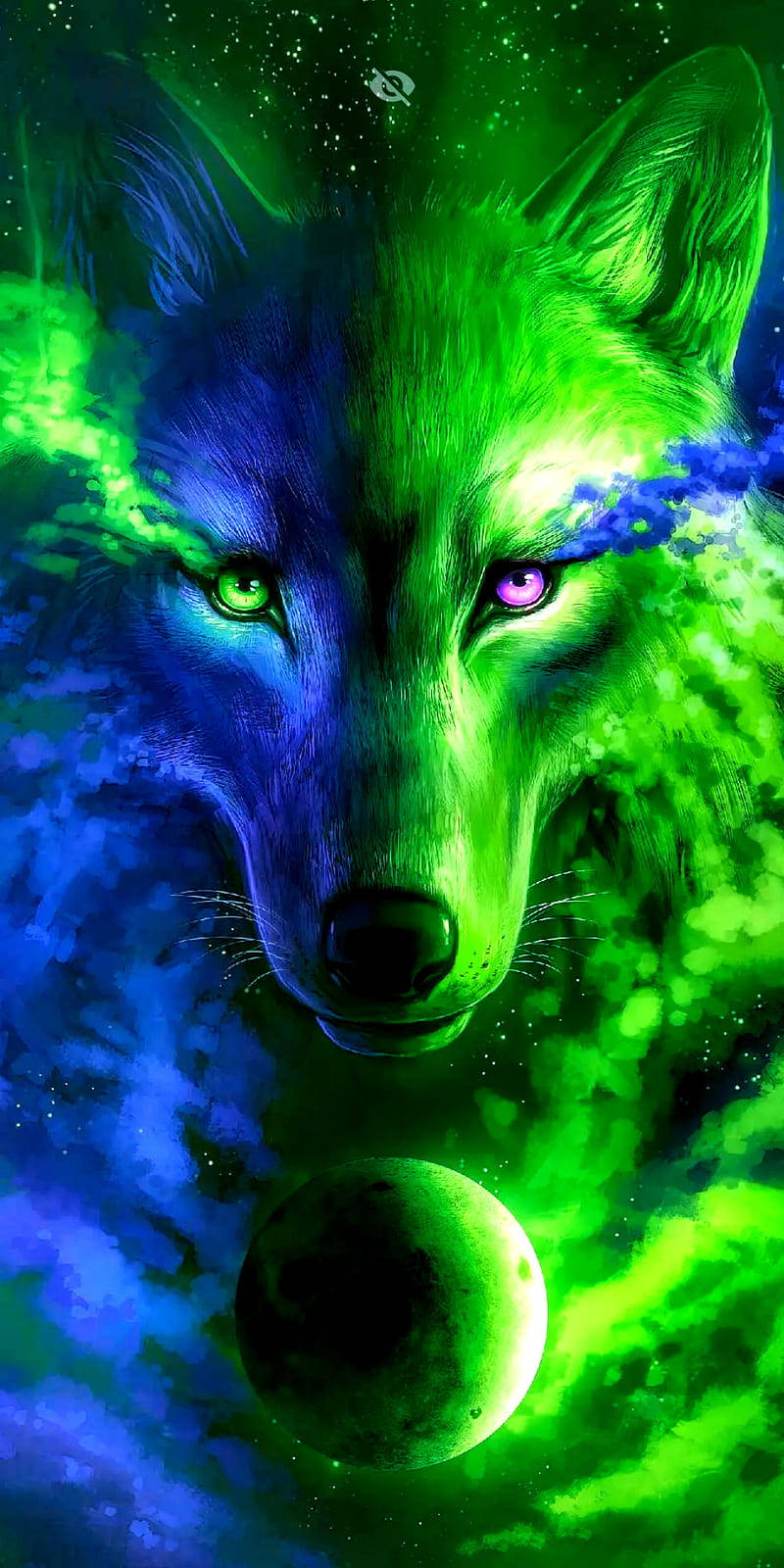 Cool Split Tone Celestial Galaxy Wolf Wallpaper