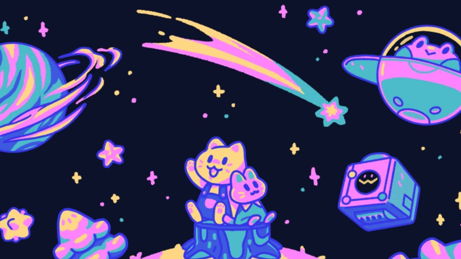 Cosmic Cat Adventure Wallpaper