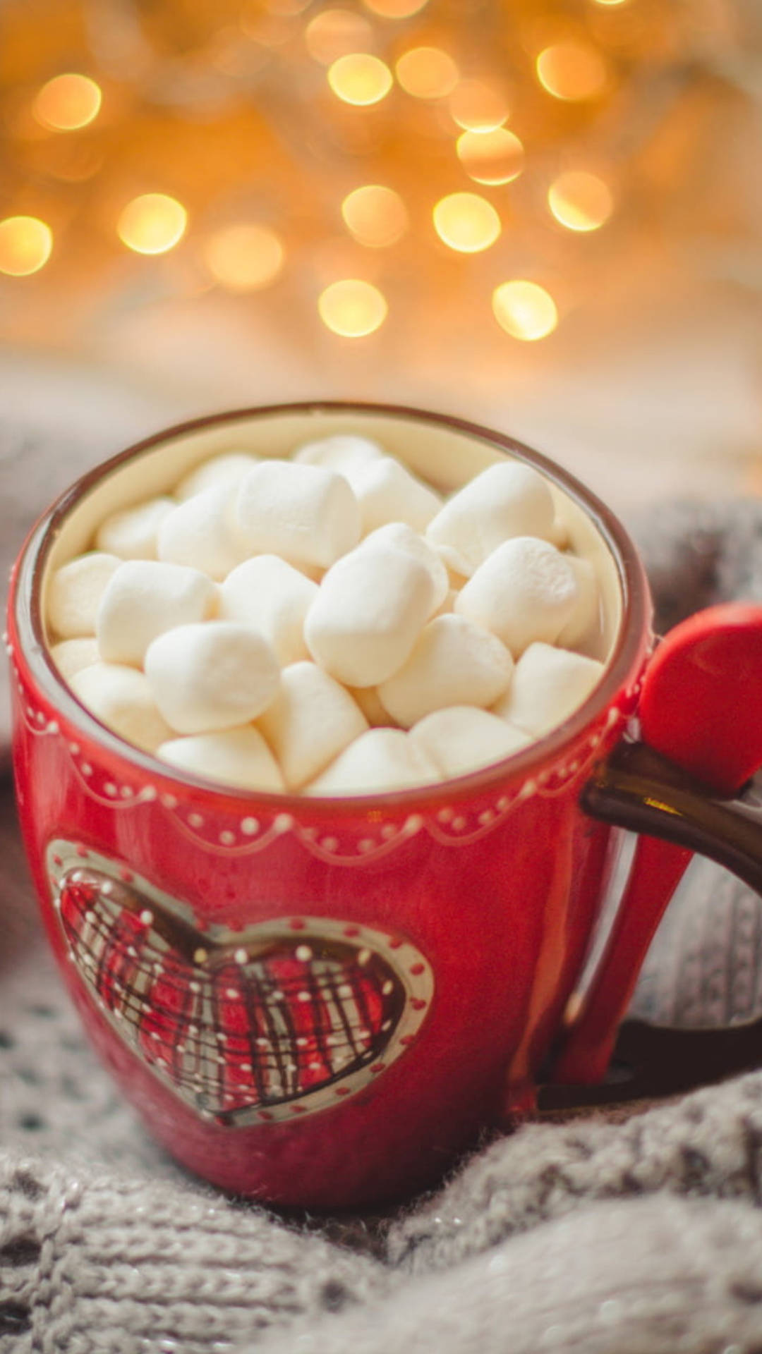 Cozy Winter Cocoa In Red Mug Wallpaper