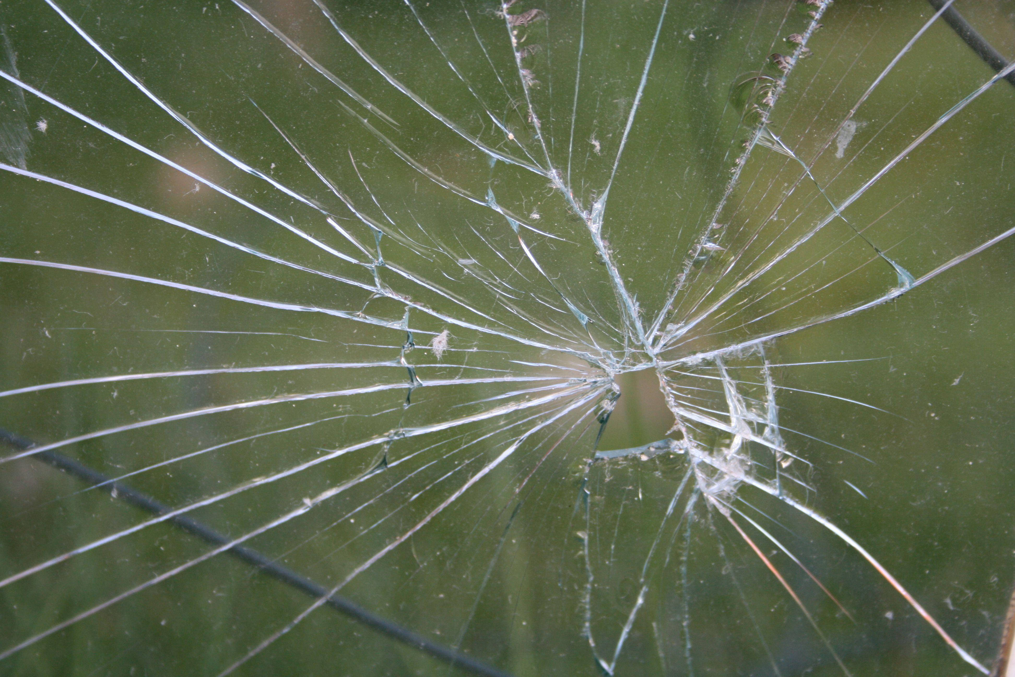 Cracked Computer Screen Glass Grass Wallpaper