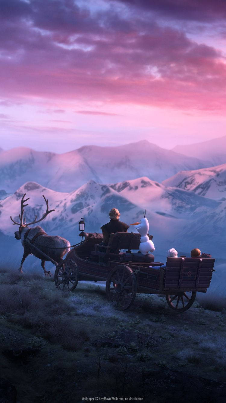 Crossing The Kingdom In Style - Sven And Kristoff In Their Sleigh In Frozen 2 Wallpaper