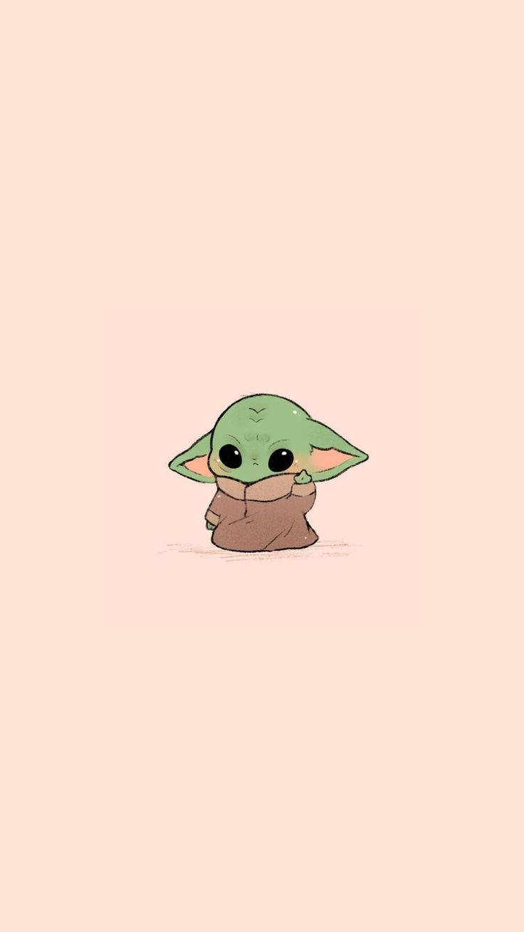 Cute Aesthetic Cartoon Grogu The Mandalorian Wallpaper