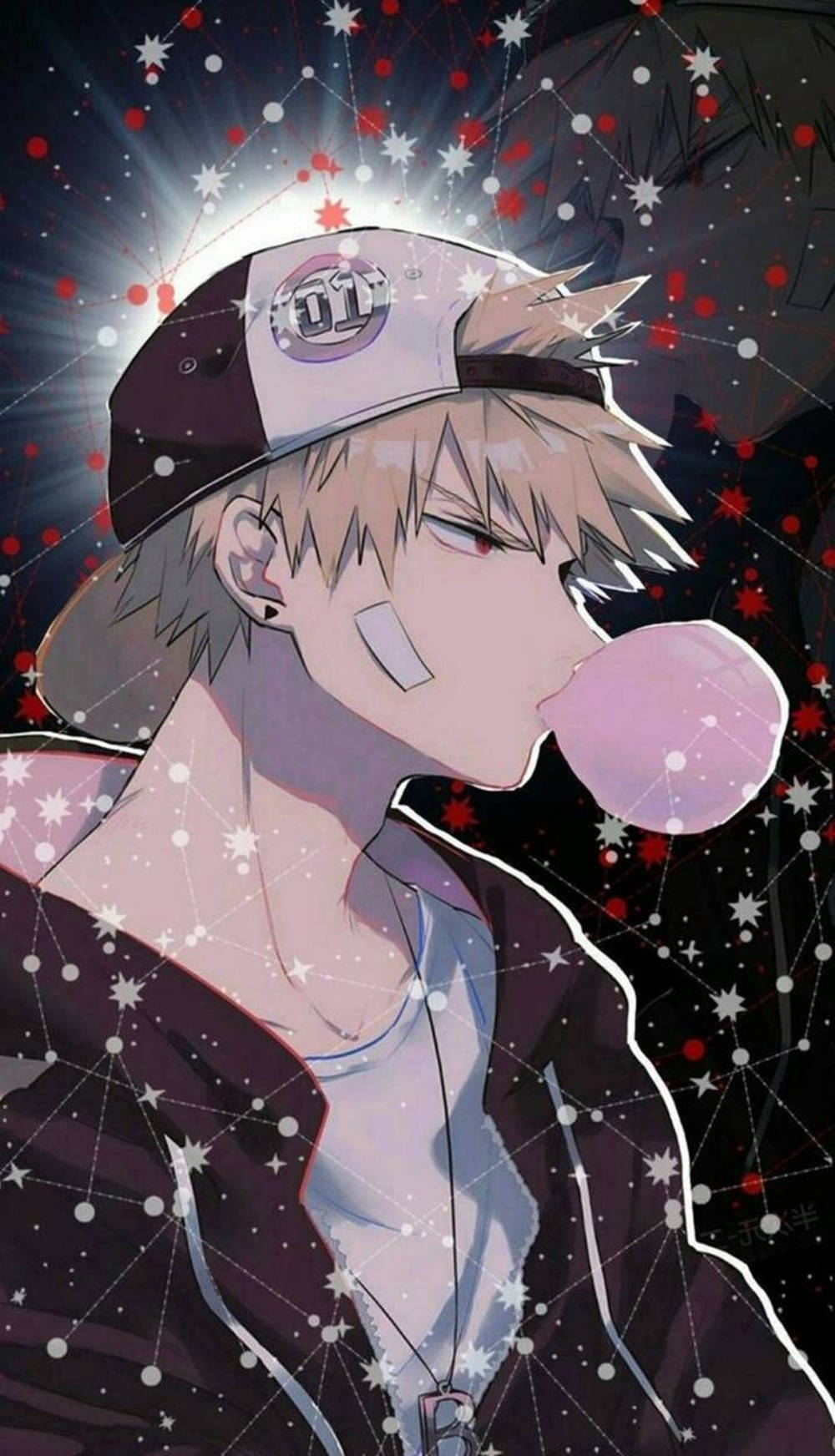 Cute Bakugou My Hero Academia Blowing Bubblegum Wallpaper