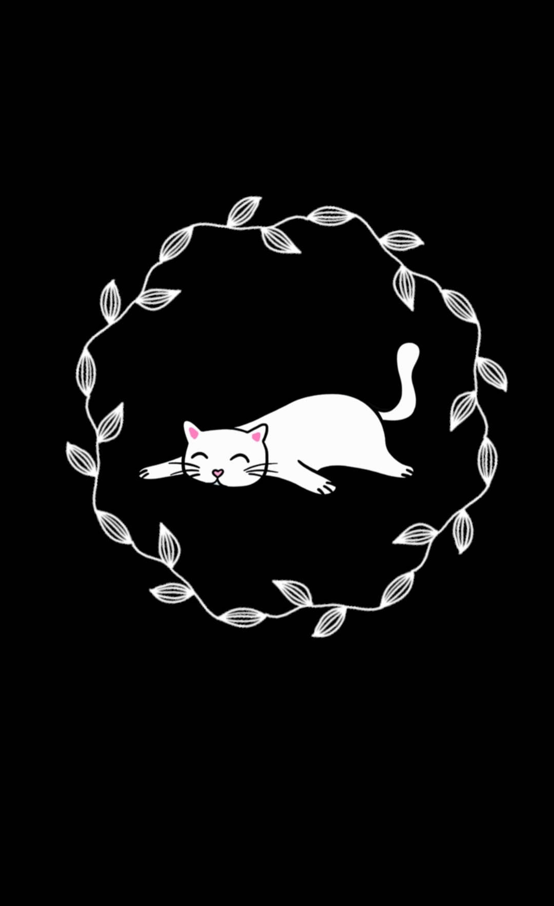 Cute Black And White Cat Wreath Wallpaper