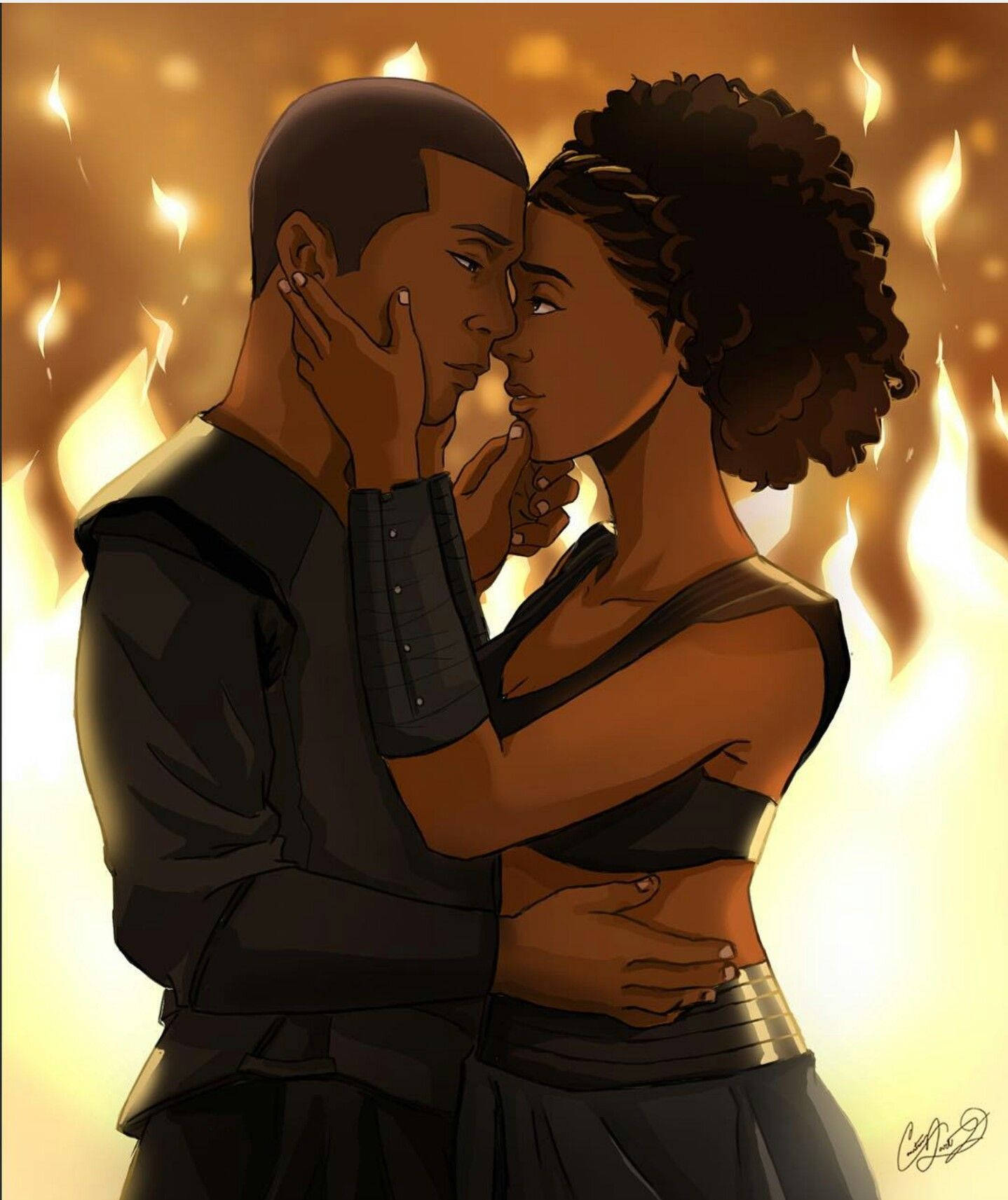 Cute Black Cartoon Couple Wallpaper