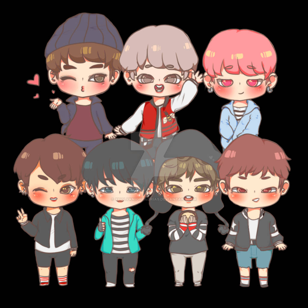 Cute Bts Drawing Chibi Blue Wallpaper