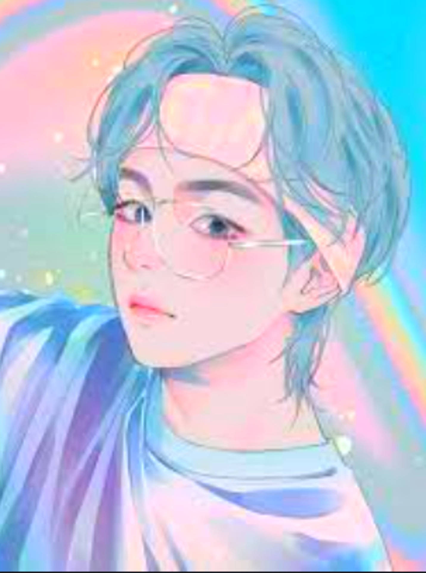 Cute Bts Drawing Taehyung Pastel Wallpaper