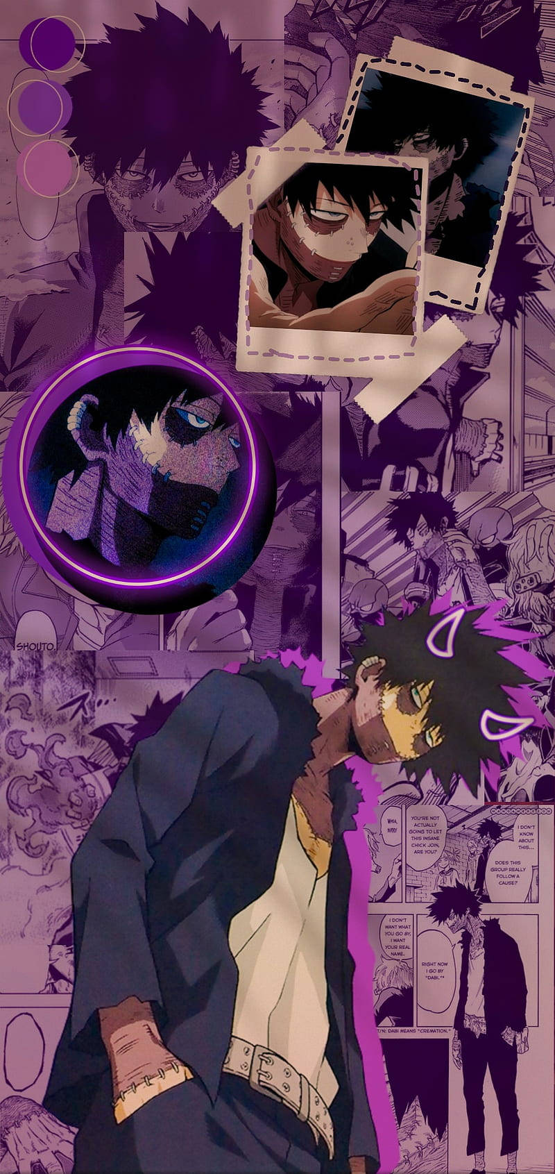 Cute Dabi Neon Purple Collage Wallpaper