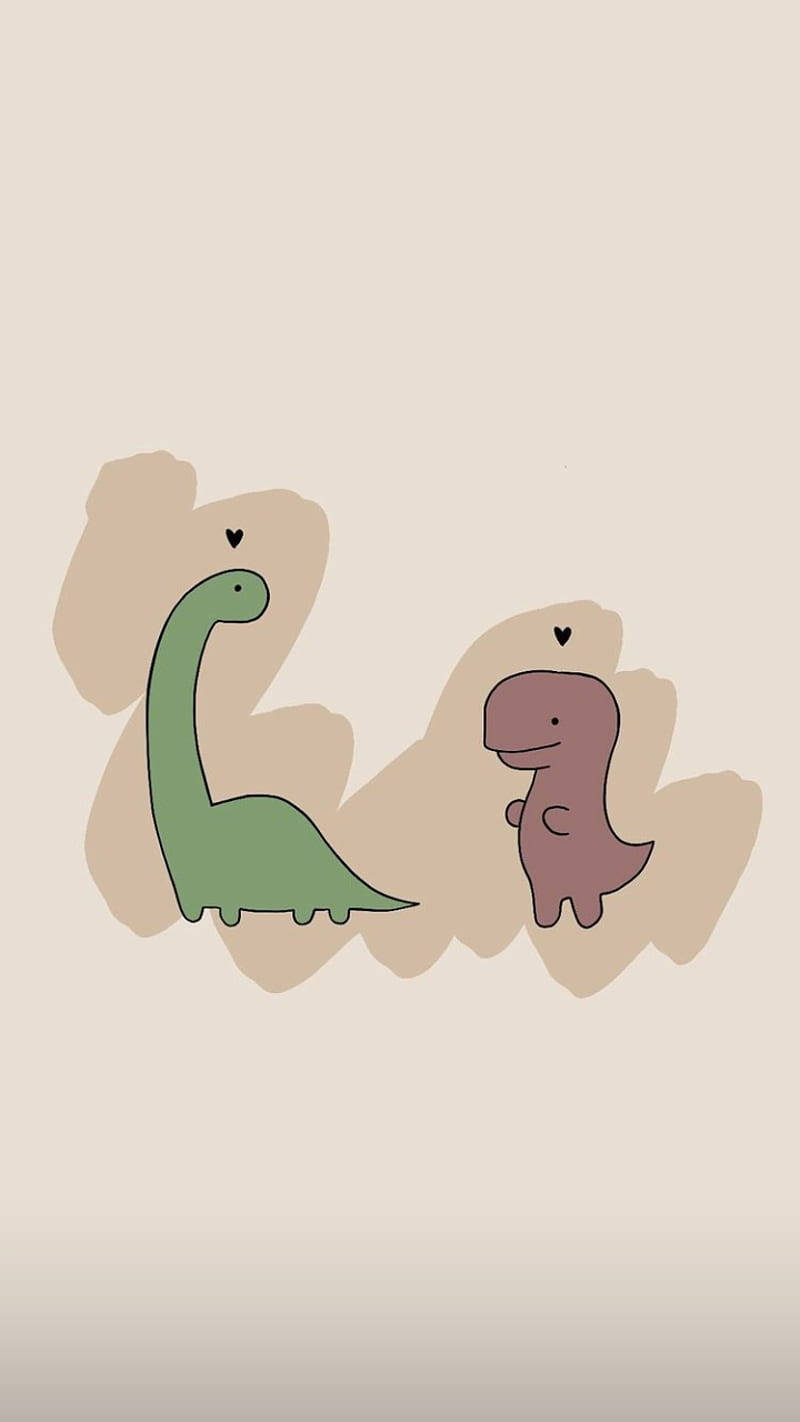 Cute Dinosaur Phone Beige Pastel Background Wallpaper