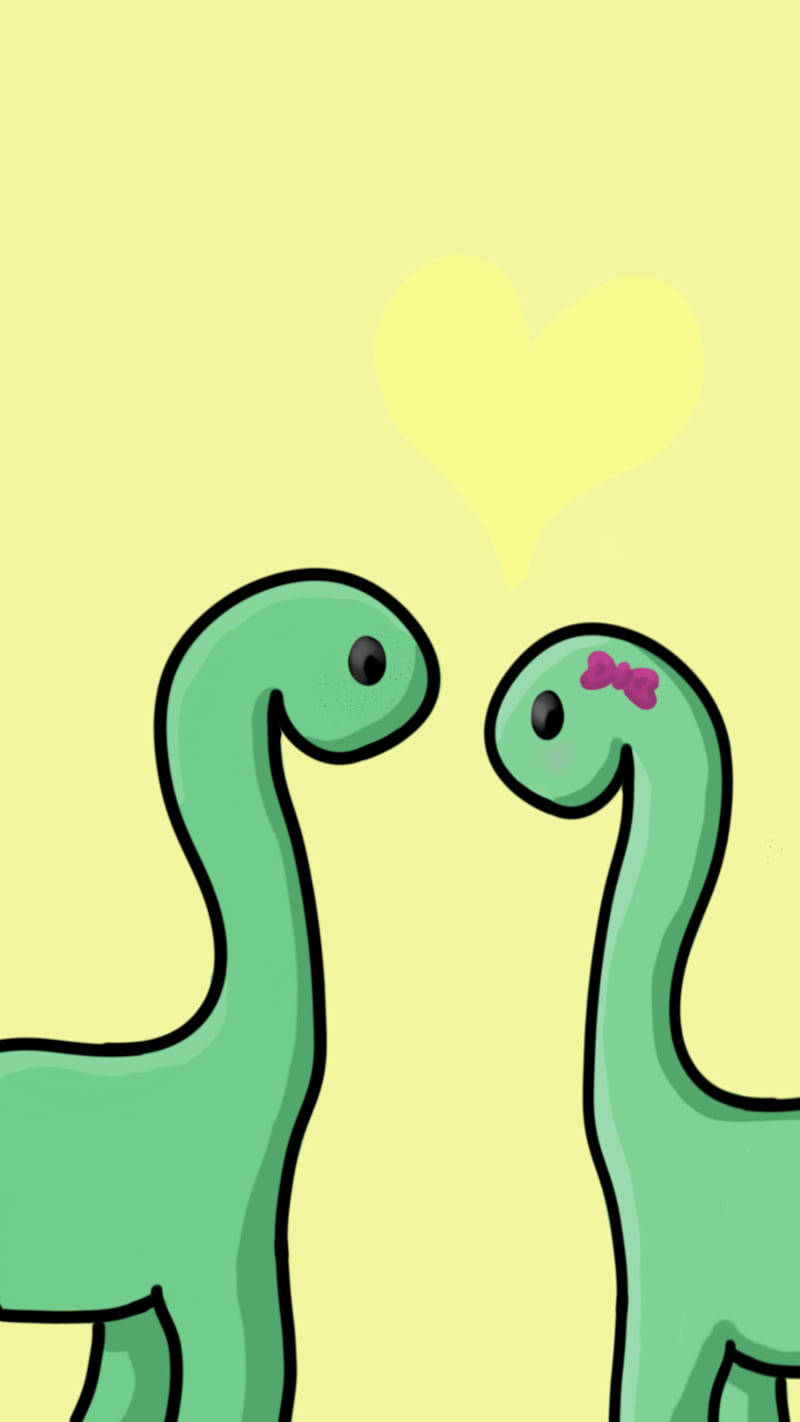 Cute Dinosaur Phone In Love Wallpaper