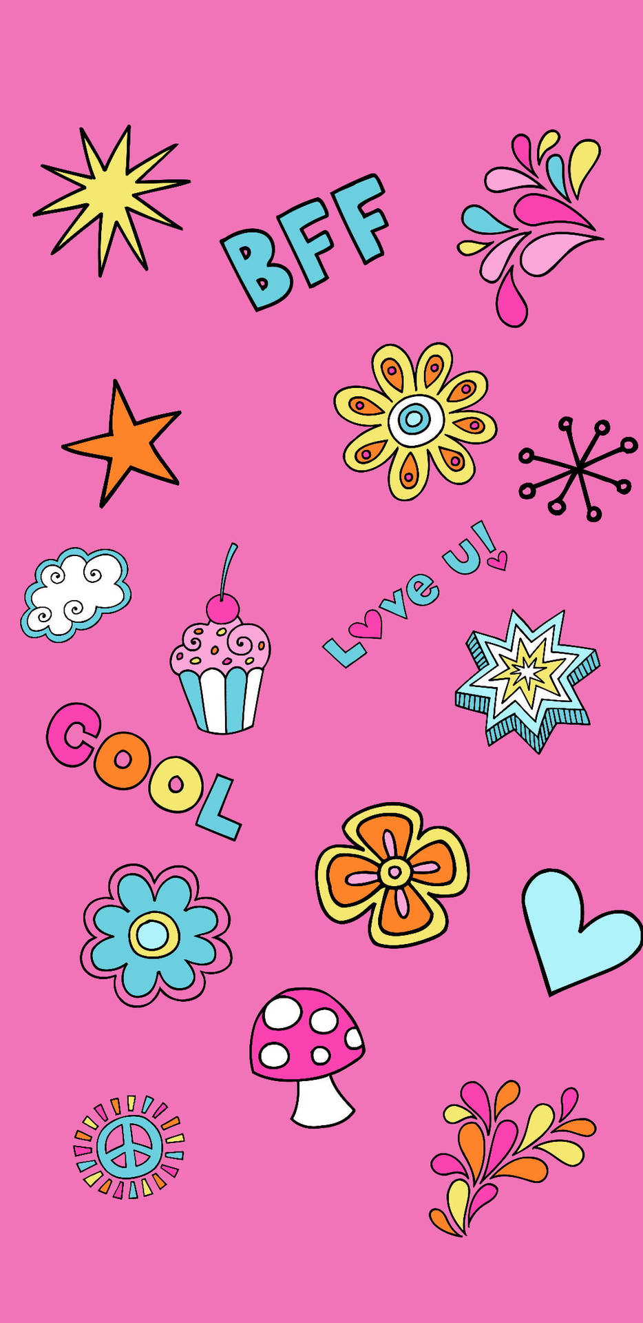 Cute Girly Bff Stickers Wallpaper